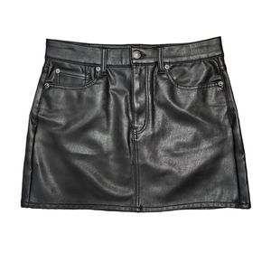 Womens American Eagle Black Faux Leather Mini Skirt Size 6